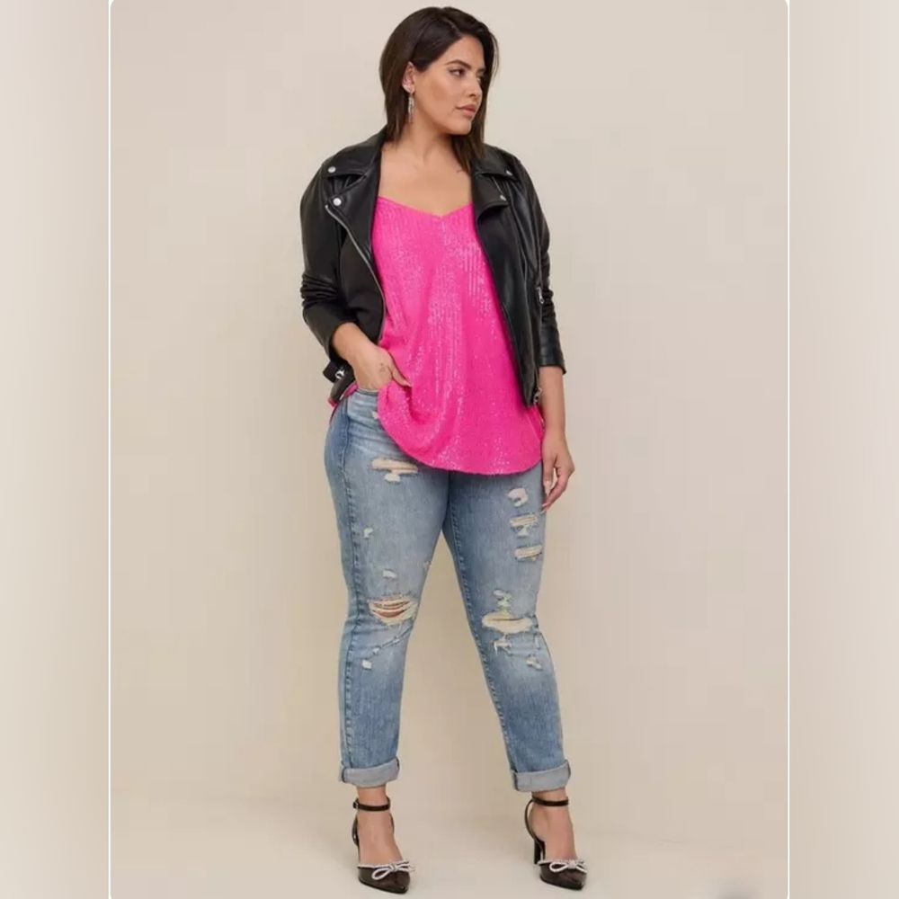 Torrid Sophie Sequin Swing Cami Size 2X Color Pink Glo (Hot Pink) NWOT - Picture 10 of 10